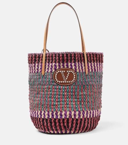 VLogo Signature Large straw tote bag - Valentino Garavani - Modalova