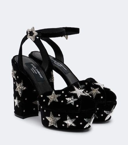 Embellished velvet platform sandals - Dolce&Gabbana - Modalova