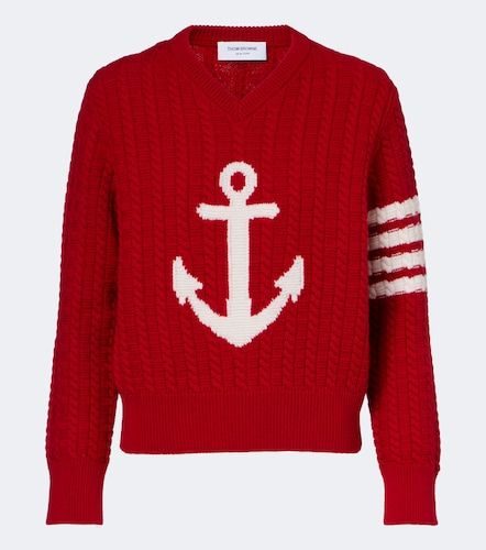 Bar cable-knit virgin wool sweater - Thom Browne - Modalova