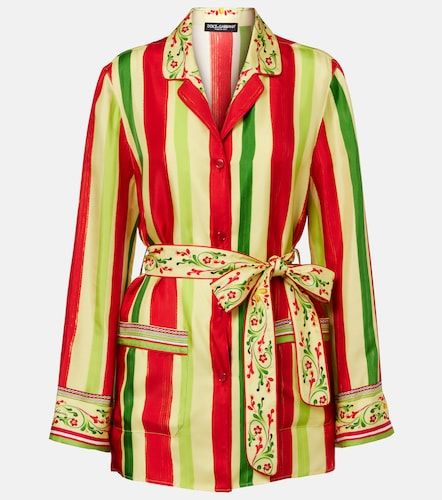 Camisa de seda a rayas con cinturón - Dolce&Gabbana - Modalova