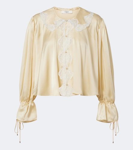 Chloé Blusa de satén de seda con encaje - Chloe - Modalova