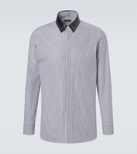 Hemd aus Baumwollpopeline mit Leder - Tom Ford - Modalova