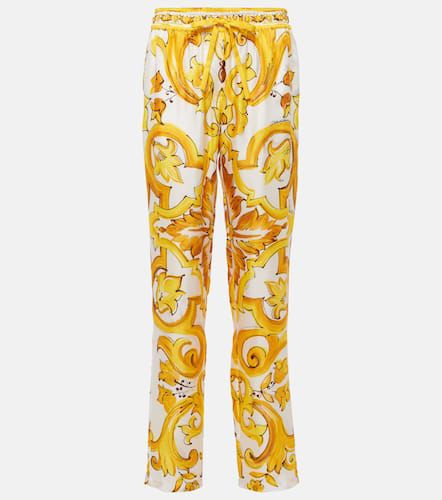 Majolica silk straight pants - Dolce&Gabbana - Modalova