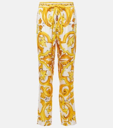 Majolica silk straight pants - Dolce&Gabbana - Modalova