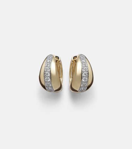 Pistachio 10kt hoop earrings with diamonds - Stone and Strand - Modalova