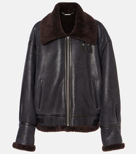 Portia shearling-trimmed leather jacket - Nour Hammour - Modalova