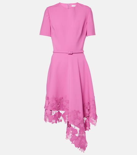 Floral lace-trimmed midi dress - Oscar de la Renta - Modalova