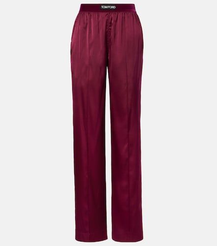 Silk-blend satin wide-leg pants - Tom Ford - Modalova