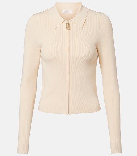 Mila ribbed-knit zip-up top - Victoria Beckham - Modalova