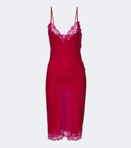 Abito midi in seta jacquard con pizzo - Saint Laurent - Modalova