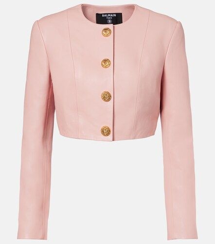 Balmain Cropped-Lederjacke - Balmain - Modalova
