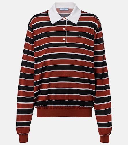 Polo de piqué de seda a rayas - Prada - Modalova