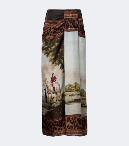 Falda midi Debbie de sarga de seda estampada - Ralph Lauren Collection - Modalova