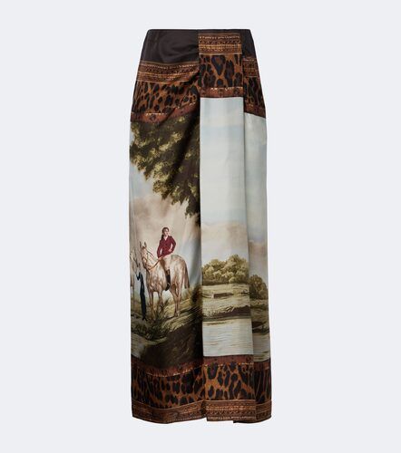 Falda midi Debbie de sarga de seda estampada - Ralph Lauren Collection - Modalova