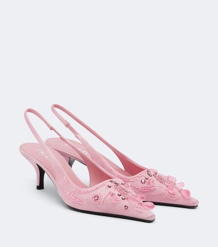Embellished satin slingback pumps - Prada - Modalova