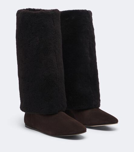 Shearling and suede knee-high boots - Yves Salomon - Modalova