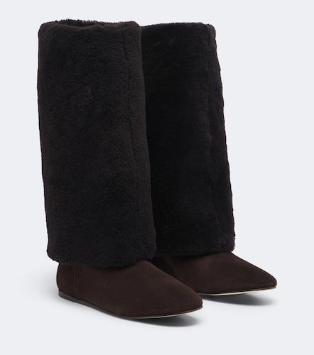 Stivali in shearling e suede - Yves Salomon - Modalova