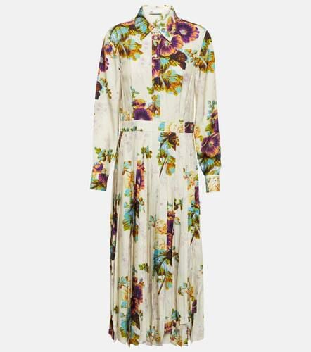 Vestido camisero de satén plisado floral - Tory Burch - Modalova