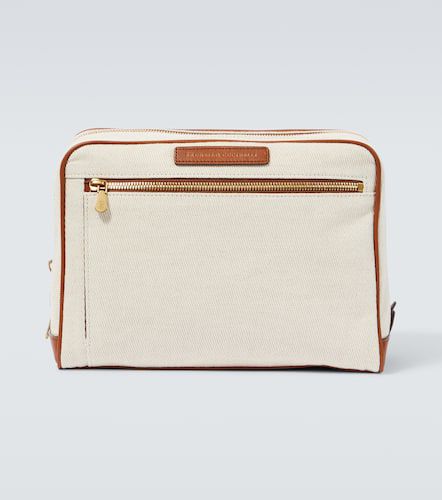 Leather-trimmed canvas toiletry bag - Brunello Cucinelli - Modalova