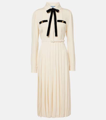 Tie-neck pleated belted shirt dress - Prada - Modalova