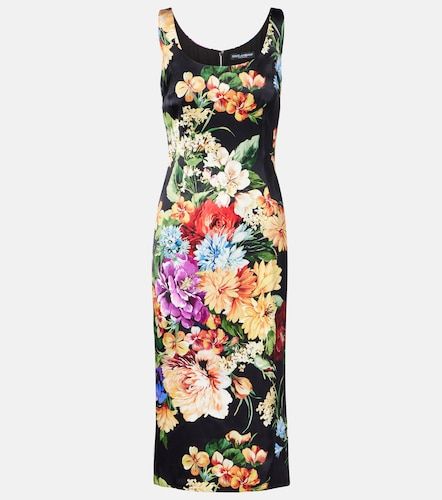 Vestido midi de satén floral - Dolce&Gabbana - Modalova