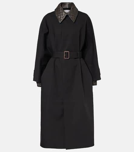 Intrecciato leather-trimmed cotton-blend coat - Bottega Veneta - Modalova