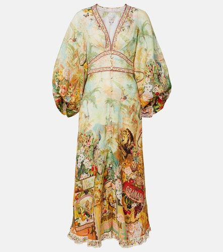 Vestido midi de lino estampado - Camilla - Modalova