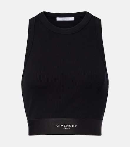 Top cropped in cotone a coste con logo - Givenchy - Modalova