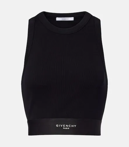 Logo ribbed-knit cropped cotton tank top - Givenchy - Modalova