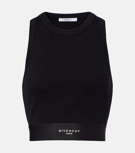Top cropped in cotone a coste con logo - Givenchy - Modalova
