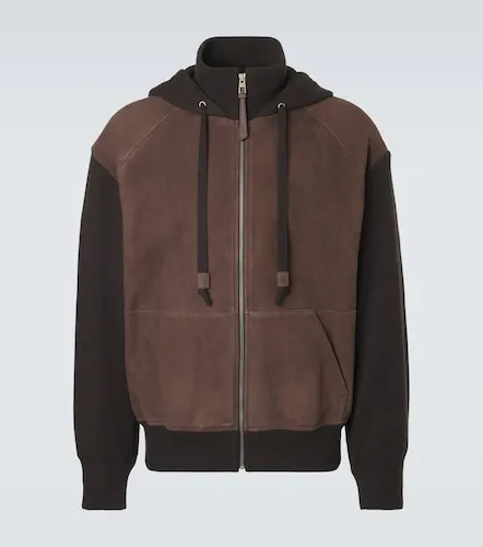 Loewe Paneled suede zip-up hoodie - Loewe - Modalova
