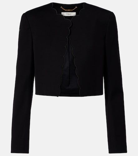 Scalloped cropped cotton velvet jacket - Chloe - Modalova