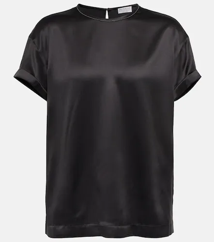 Camiseta de satén de mezcla de seda - Brunello Cucinelli - Modalova