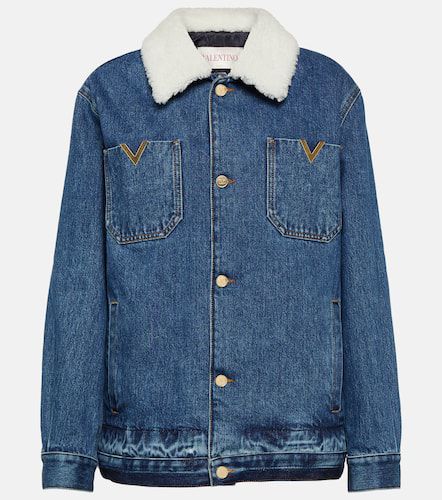 Shearling-trimmed denim jacket - Valentino - Modalova