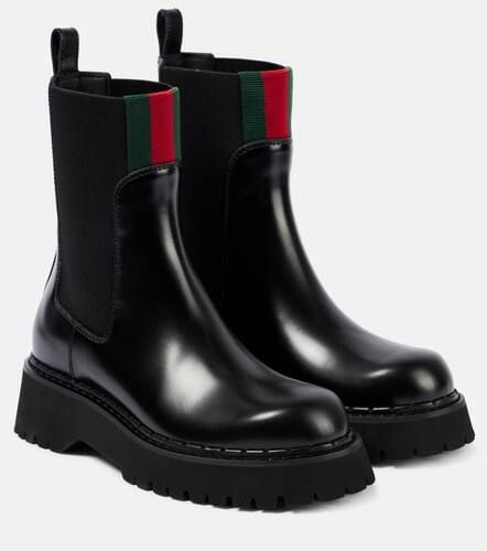 Web Stripe leather Chelsea boots - Gucci - Modalova