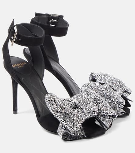 Ruby 95 embellished bow-detail suede pumps - Balmain - Modalova