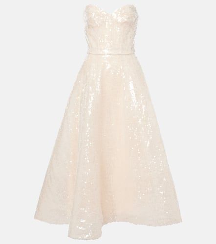 Sequined strapless tulle cocktail dress - Monique Lhuillier - Modalova