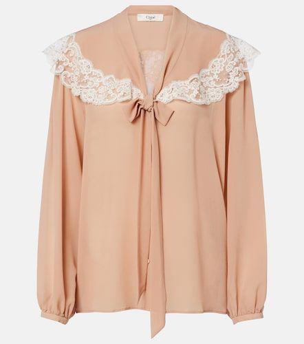 Chloé Bluse aus Seiden-Georgette mit Spitze - Chloe - Modalova
