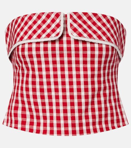 Ebony gingham lace-trimmed cotton-blend top - Posse - Modalova