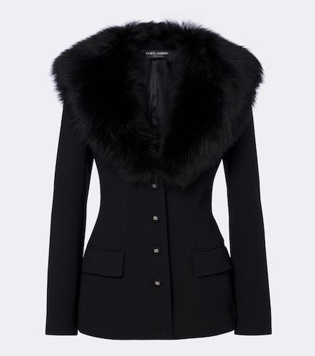 Jacke DG aus einem Wollgemisch mit Shearling - Dolce&Gabbana - Modalova