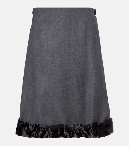 Prada Falda midi de lana con satén - Prada - Modalova