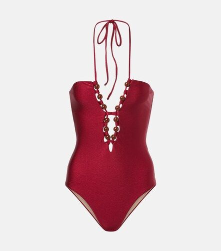 Bañador cuello halter con cuentas - Adriana Degreas - Modalova