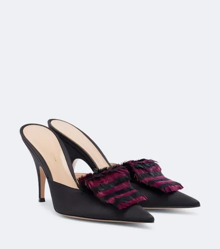 Mules aus Satin mit Federn - Gianvito Rossi - Modalova