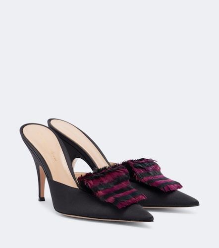 Mules de satén con plumas - Gianvito Rossi - Modalova