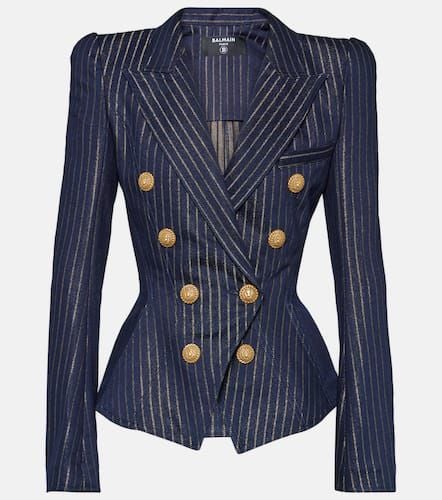 LurexÂ® pinstripe denim blazer - Balmain - Modalova