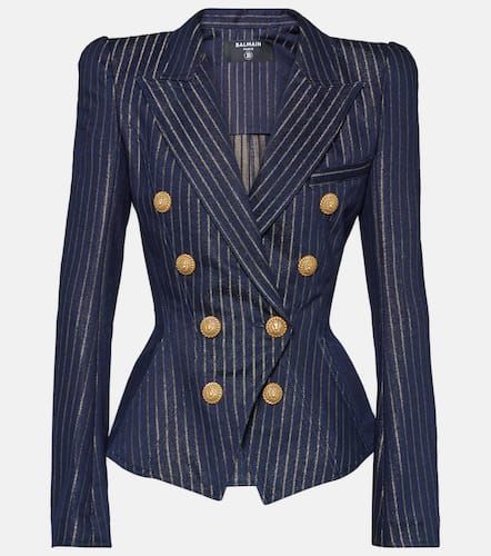 LurexÂ® pinstripe denim blazer - Balmain - Modalova