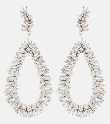 Kt white gold drop earrings with diamonds - Suzanne Kalan - Modalova