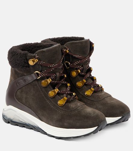 See By ChloÃ© Brett shearling-trimmed suede hiking boots - See By Chloe - Modalova