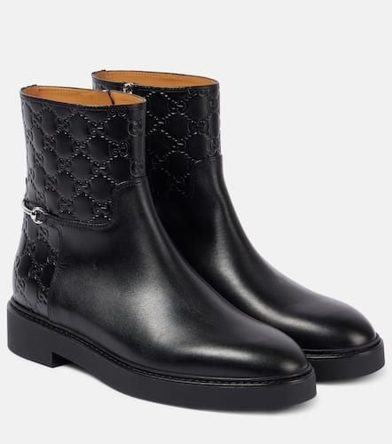 Horsebit GG leather ankle boots - Gucci - Modalova