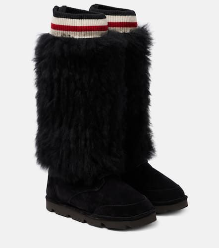 Mountain shearling-trimmed suede knee-high boots - Brunello Cucinelli - Modalova